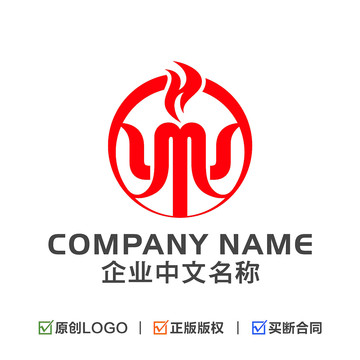 字母YM标志火锅LOGO