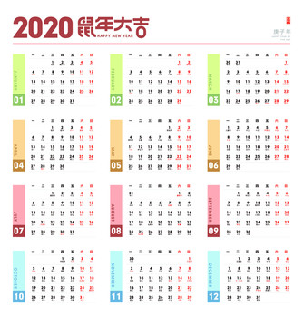 2020鼠年年历