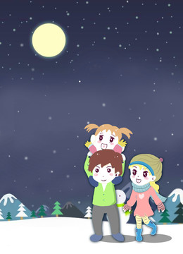 冬至下雪冬季手繪卡通元素