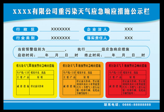 重污染天气应急响应措施公示栏