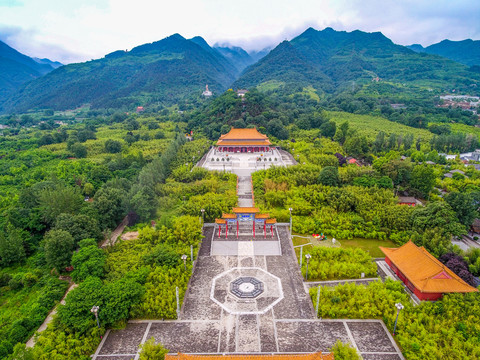 航拍终南山古楼观三清殿