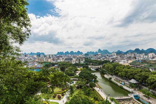 广西桂林城区全景