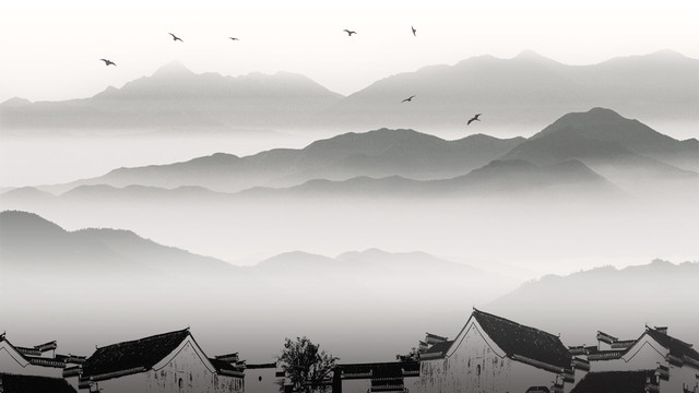 水墨山水風景畫