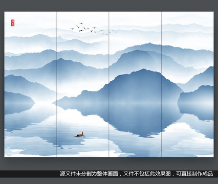 線條水墨山水
