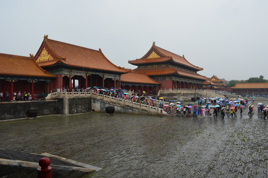 大雨中的故宫