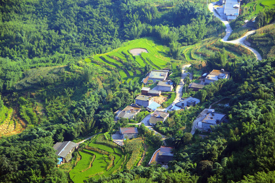 四川宜宾蜀南竹海俯瞰村庄