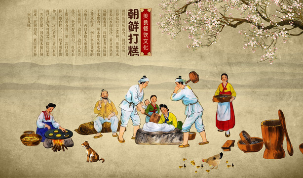 朝鮮打糕壁畫韓國泡菜朝鮮民俗