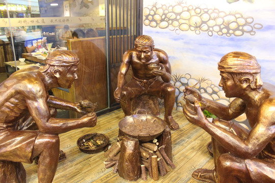 吃火锅的人雕塑