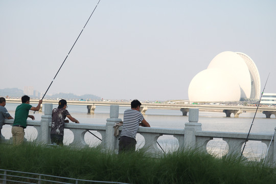 珠海市情侣路钓鱼人图片