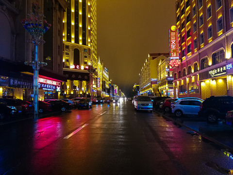 满洲里街道夜景