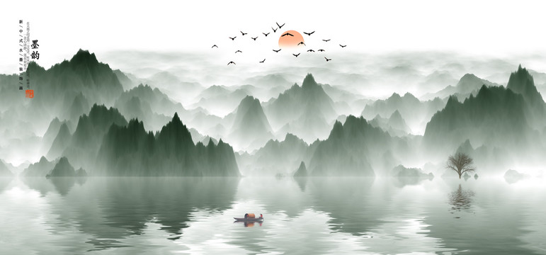 抽象意境水墨山水裝飾畫