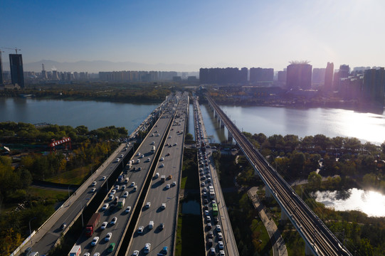 航拍路桥高速路