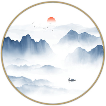新中式水墨山水裝飾畫
