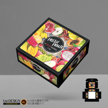 水果禮盒包裝設(shè)計(jì)展開圖