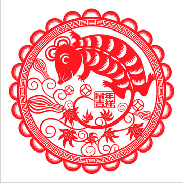 鼠年剪紙