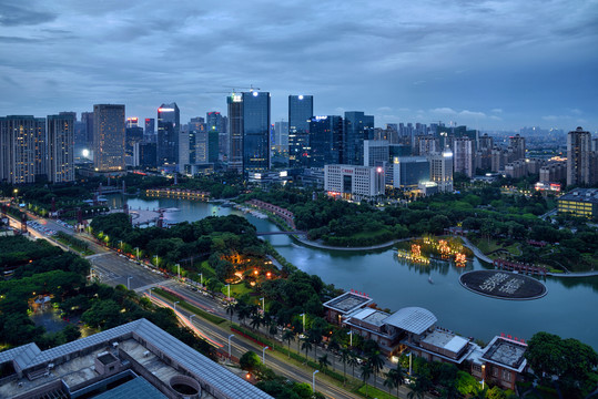 佛山千灯湖城市建筑风光夜景