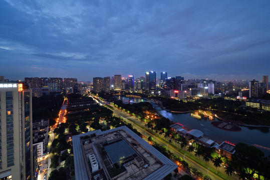 佛山千灯湖城市建筑风光夜景