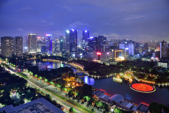 佛山千灯湖城市建筑风光夜景