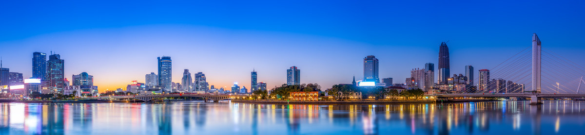 宁波三江口夜景全景