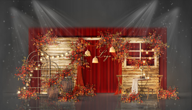 红色主题婚礼外区设计