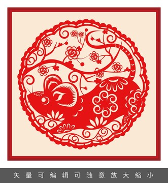 2020鼠年剪紙窗花