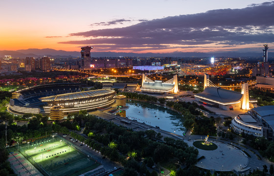 北京国家奥林匹克体育中心夜景