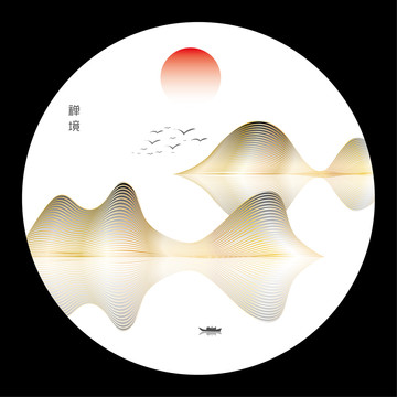 新中式山水裝飾畫(huà)