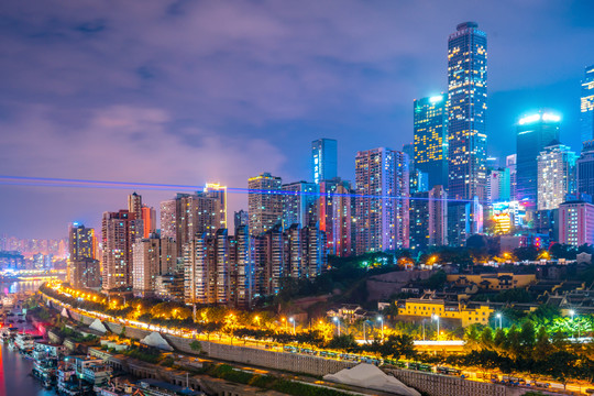 重庆渝中区长江索道湖广会馆夜景