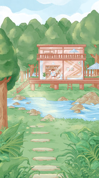 夏季森林避暑插畫(huà)