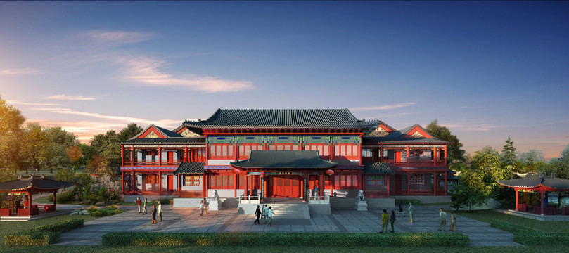 傳統(tǒng)古建歇山頂古建戲樓效果