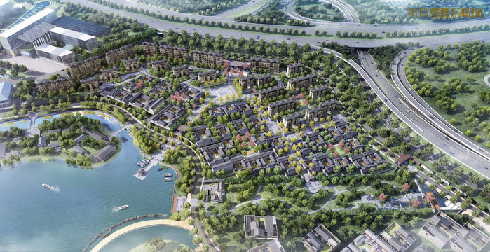 新中式別墅住宅街巷大門洋房高層