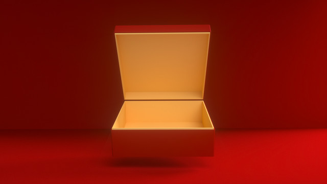 打开的红色礼品盒子