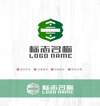 绿叶环保j家居家具logo