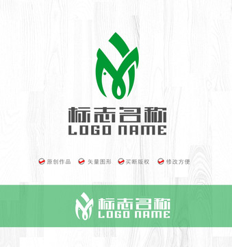 HM字母MH标志竹笋logo