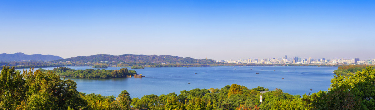 俯瞰杭州西湖全景