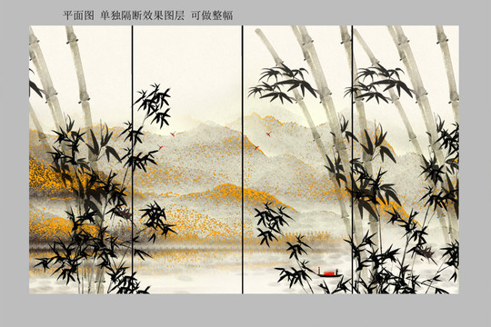 竹子背景墻