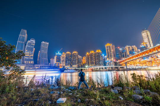 重庆朝天门与千厮门大桥夜景