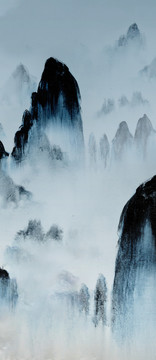 新中式山水海報(bào)寫意背景