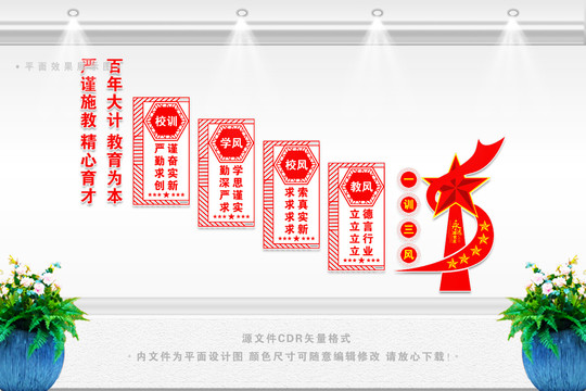一訓(xùn)三風(fēng)樓梯文化墻