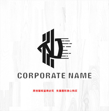 N字母标志飞子弹标志logo