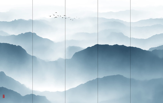 新中式現(xiàn)代簡(jiǎn)約抽象水墨壁畫(huà)