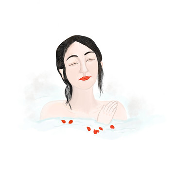 泡溫泉的女人