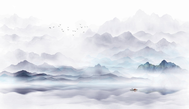 水墨山水背景墻