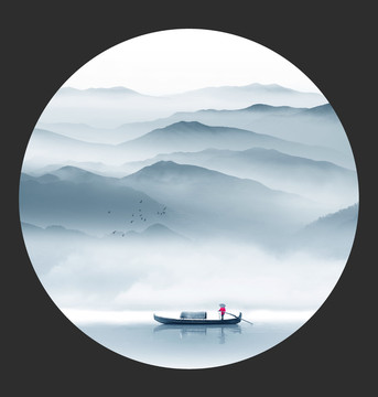 意境水墨山水畫