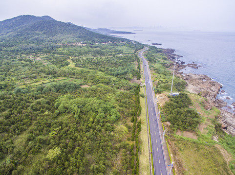 航拍青岛凤凰岛环岛路