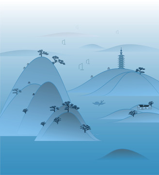 現(xiàn)代墨韻山水水墨畫