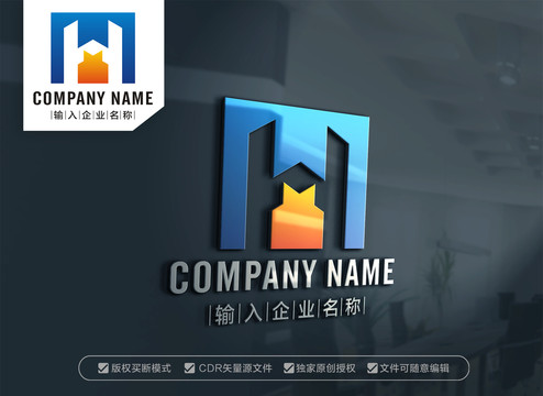 MH字母標志HM標志設計