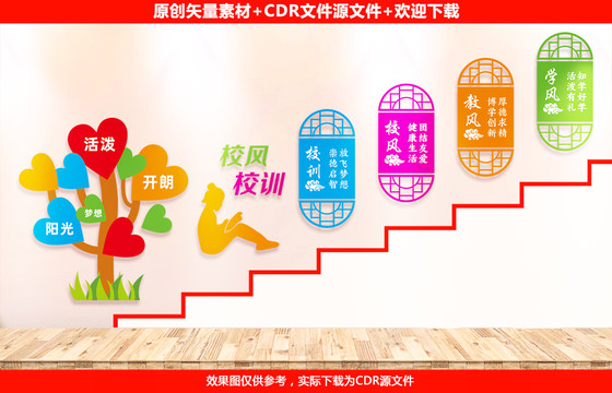 一訓(xùn)三風(fēng)樓梯文化墻
