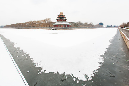 北京故宫角楼雪景风光