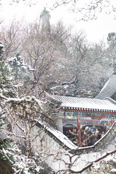 北京北海白塔雪景风光